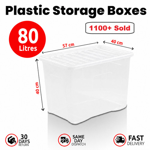 80l clear plastic - plastic, storage