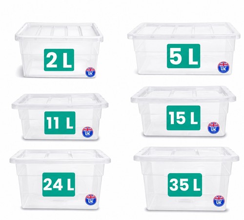 Clear plastic storage box with - clear,